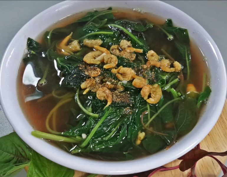 Canh rau má tôm khô Canh rau má tôm khô