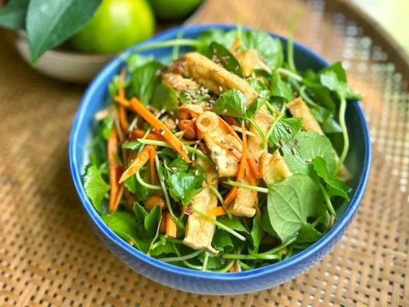 Cách làm gỏi rau má đậu hủ chay cach lam goi rau ma dau hu chay
