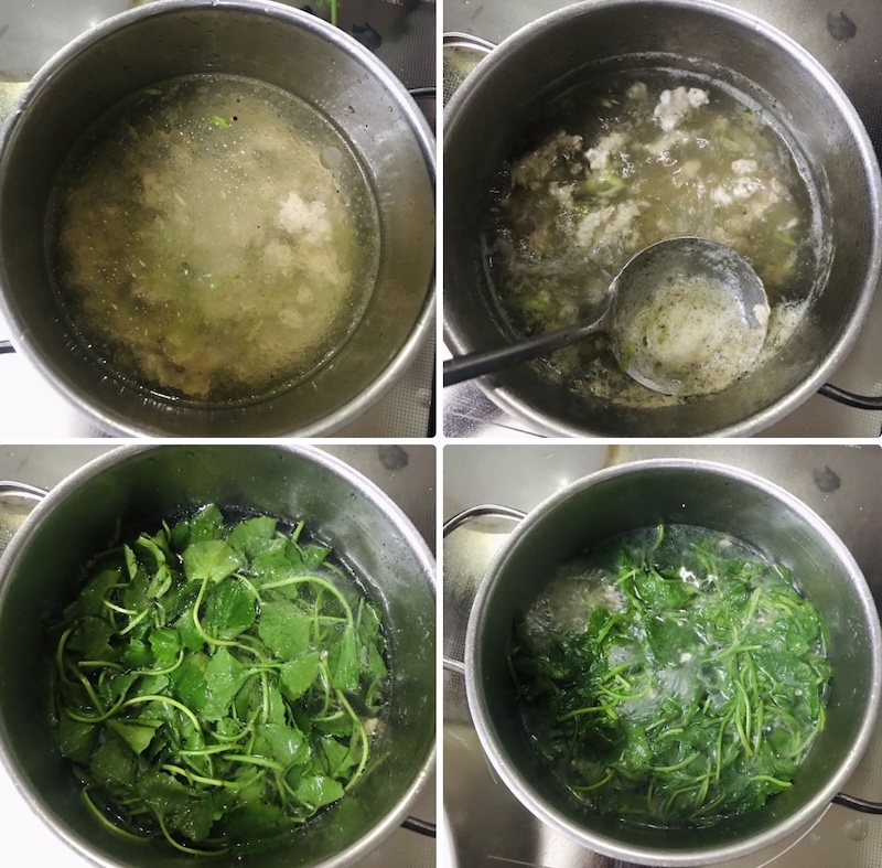 Cách nấu canh rau má thịt bằm cach nau canh rau ma thit bam