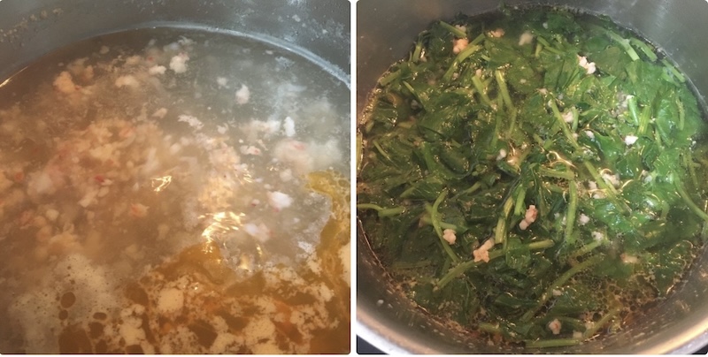 cach nau canh rau ma nau tom tuoi