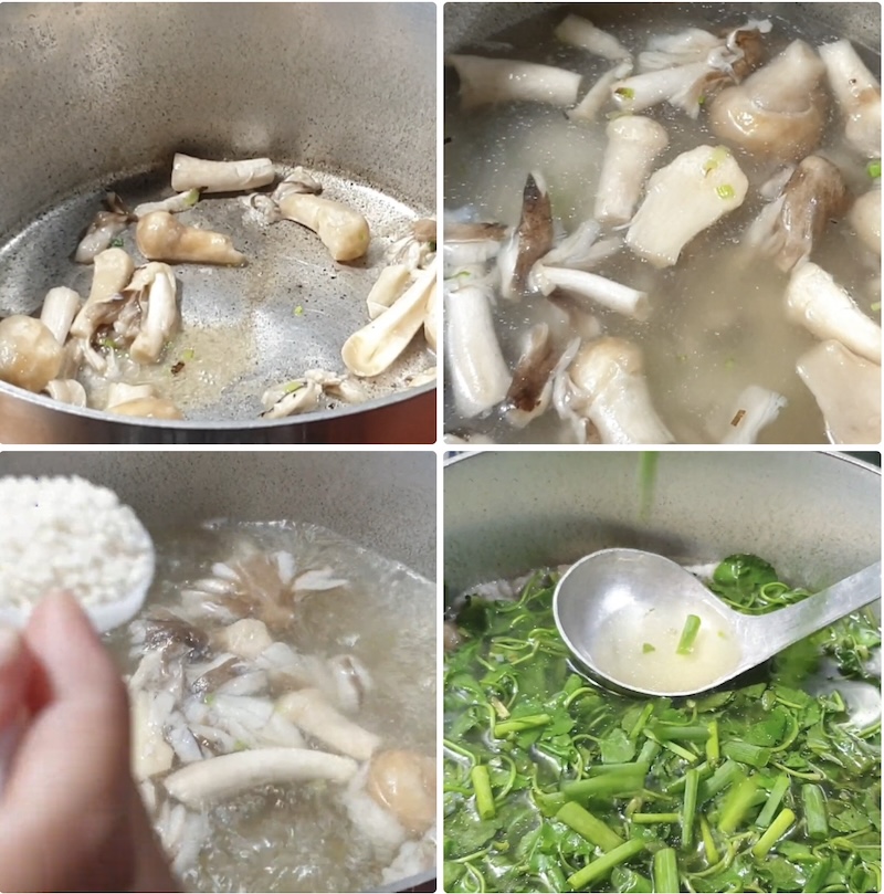 Cách nấu canh rau má nấm rơm cach nau canh rau ma nam rom