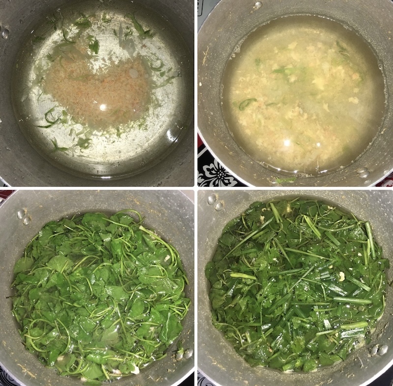 Cách nấu canh rau má nấu tôm khô