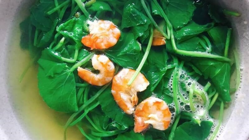 canh rau ma tom tuoi