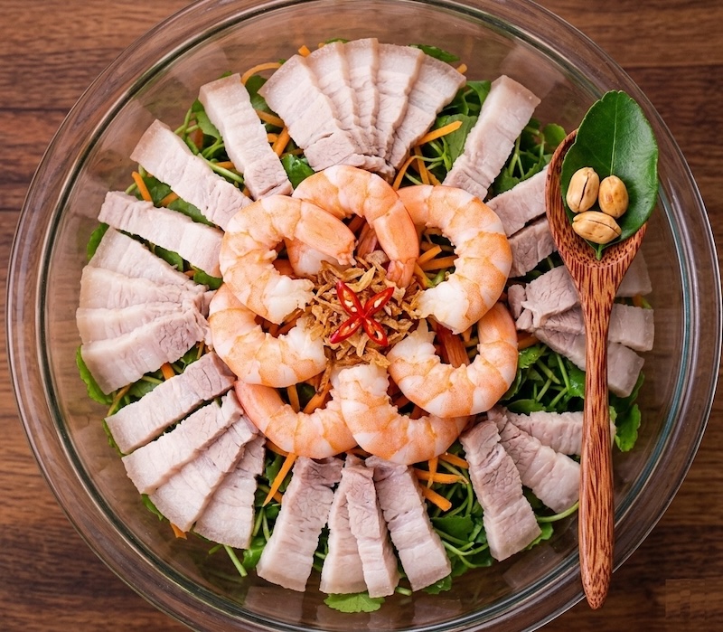 Cách làm gỏi rau má tôm thịt cach lam goi rau ma tom thit