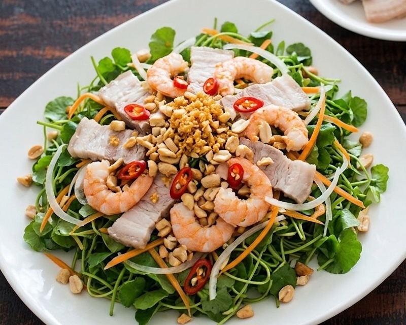 Cách làm gỏi rau má tôm thịt cach lam goi rau ma tom thit
