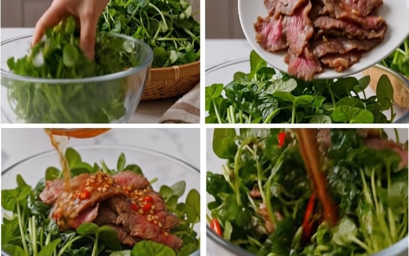 Cách làm nộm rau má thịt bò cach lam nom rau ma thit bo