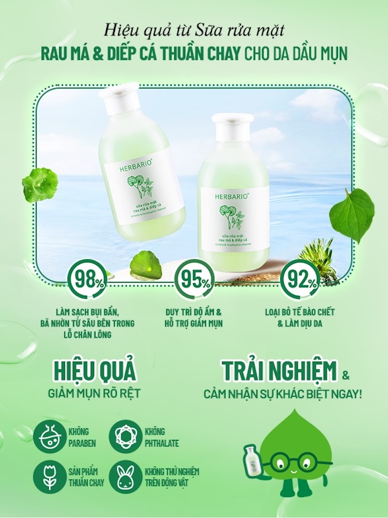 Sữa rửa mặt rau má & diếp cá Herbario sua rua mat rau ma diep ca herbairo